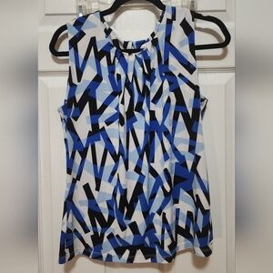 Calvin Klein Abstract Blue and Black Blouse